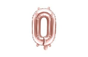 Balón foliový číslice růžovozlatá - Rose Gold 35 cm - 0 (NELZE PLNIT HELIEM)