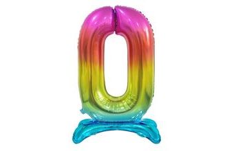 Balón foliový číslice DUHOVÁ na podstavci, 74 cm - 0