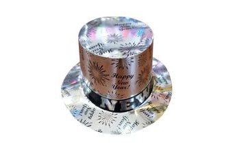 Klobouk - cylindr stříbrný HAPPY NEW YEAR - Silvestr