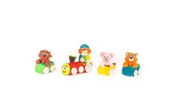 Vláček a zvířátka – cukrová dekorace na dort