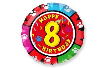Balón foliový Happy Birtday 8. narozeniny 45 cm