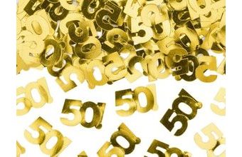 Metalické konfety číslo 50 - zlaté - 15 g