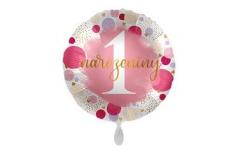 Balón foliový 1. narozeniny - holka - holčička - 43 cm
