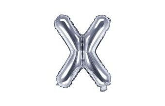 Balón foliový písmeno "X", 35 cm, stříbrný (NELZE PLNIT HELIEM)