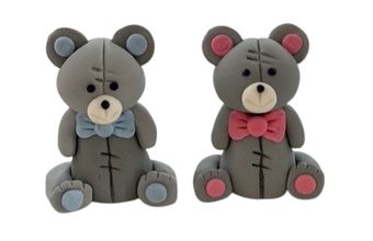 Cukrová dekorace na dort – Medvídek, modrý motýlek