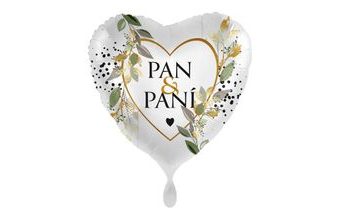 Balón foliový - srdce - Pan a Paní - svatba - 43 cm
