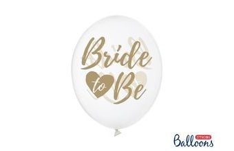 Balónky latexové se zlatým nápisem "Bride to be" - Rozlučka se svobodou - 30cm - 6 ks