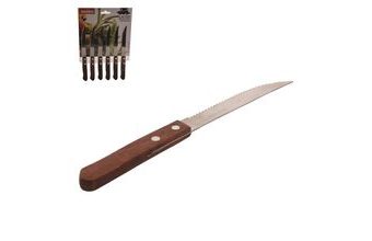 Nůž steakový - nerez/dřevo - 6 ks