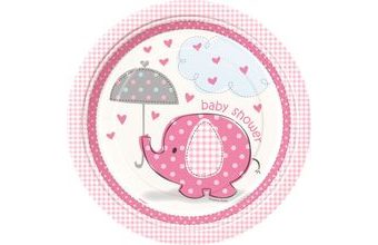 Talíře umbrellaphants "Baby shower" - Holka / Girl - 22 cm, 8 ks