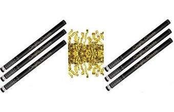 Konfety 80cm - 6ks ZLATÉ STUŽKY - HOBLINKY METALICKÉ - Silvestr