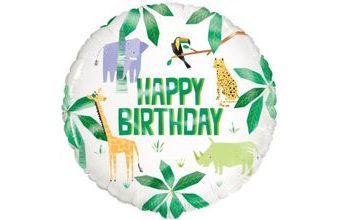 Balón foliový SAFARI - Happy Birthday - 45cm