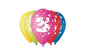 Balónky potisk čísla "3" - 5ks v bal. 30cm