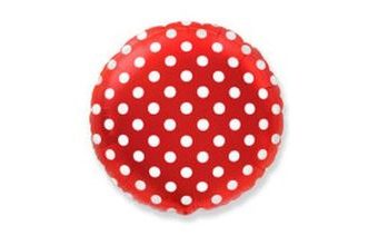 Balón foliový Kulatý červený s bílými puntíky 45 cm