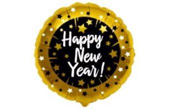 Balónek foliový - Happy New Year - 45 cm - Silvestr