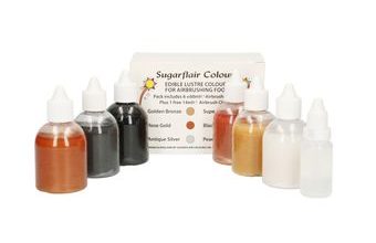 Sada šesti luxusních třpytivých barev + čistič pro airbrush 6x14 ml