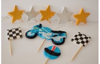 Motorka – sada cukrových zápichů na dort, 2D (dvourozměrné)