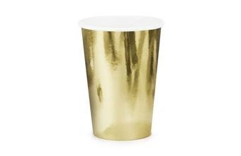 Papírové kelímky, zlaté, 220ml, 6 ks
