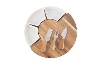 Krájecí prkénko s kráječi na sýr a miskami pr. 28 cm