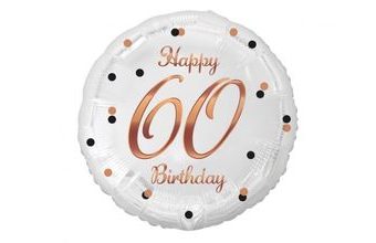 Balón foliový 60 let - Happy birthday - narozeniny - růžovozlatý nápis - 45 cm