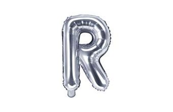 Balón foliový písmeno "R", 35 cm, stříbrný (NELZE PLNIT HELIEM)