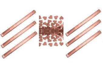 Konfety 60cm - 6ks METALICKÉ RŮŽOVO ZLATÉ / ROSE GOLD SRDCE - Svatba