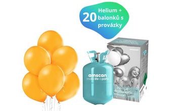 Helium sada + balónky 20 ks oranžové