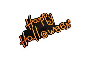 LED neon svítící nápis - Happy Halloween - oranžový