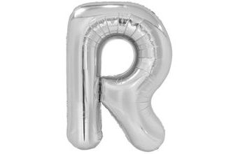 Písmeno R stříbrný foliový balónek 86 cm Amscan