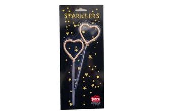 Prskavky ve tvaru srdce zlaté - srdíčka - 2 ks / 16,5cm - Valentýn - Svatba