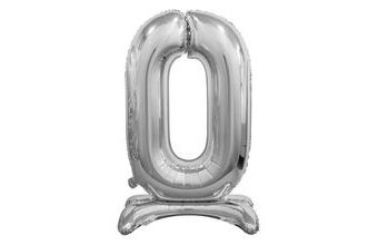 Balón foliový číslice STŘIBRNÁ na podstavci - 74 cm - 0
