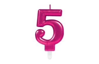 Svíčka číslo 5 růžová Amscan