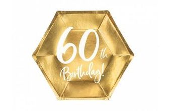 Papírové talíře 60 LET - zlaté - 20 cm, 6 ks