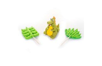 Sada cukrových dekorací Dino – dinosaurus a 2 stromky