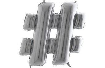 Balónek fóliový hashtag # Znak stříbrný - SILVER 102 cm