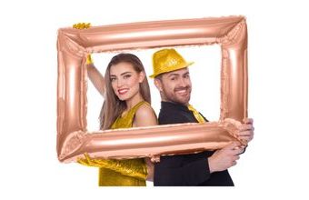 Fóliový balonek ve tvaru selfie rámečku Rose Gold 85x60cm