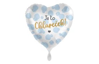 Balón foliový - Je to chlapeček - srdce - 43cm