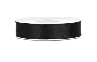 Saténová černá stuha 12mm/25m