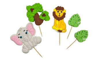 Cukrová zapichovací zvířátka – sloník a lev