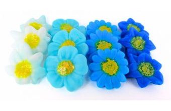 Modelované kytičky 4 modré (DecorHmota)