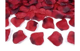 Okvětní lístky růží textilní červené 100ks