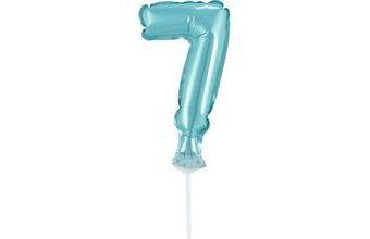 Balón foliový číslice - 7 - SVĚTLE MODRÁ 12,5 cm s držákem