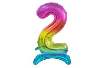 Balón foliový číslice DUHOVÁ na podstavci, 74 cm - 2
