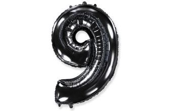 Balón foliový číslice ČERNÁ - BLACK 102 cm - 9