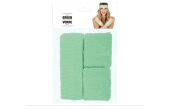 Retro sada potítek s čelenkou neon - zelené - 80.léta - disco