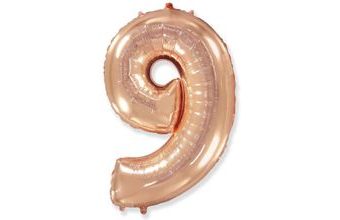 Balón foliový číslice růžovozlatá - Rose Gold 115 cm - 9