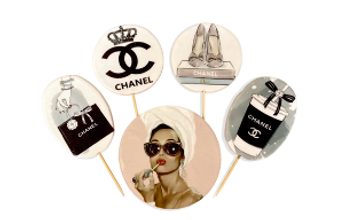 Cukrová dekorace na dort – sada „Coco Chanel“