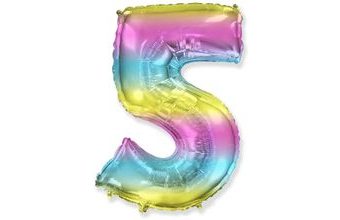 Balón foliový číslice DUHOVÁ 115 cm - 5