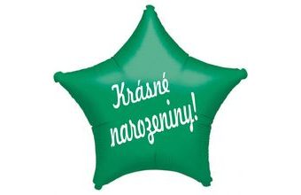 Balónek fóliový zelená hvězda Krásné narozeniny!