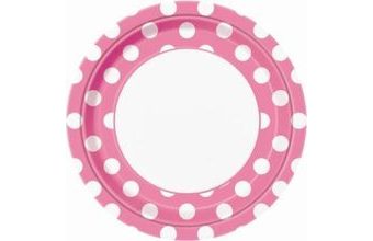 Talíře růžové puntík - 22 cm - 8 ks