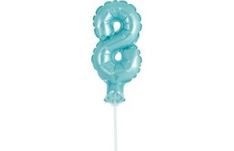 Balón foliový číslice - 8 - SVĚTLE MODRÁ 12,5 cm s držákem